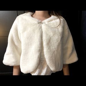 Ivory faux fur bolero wedding jacket